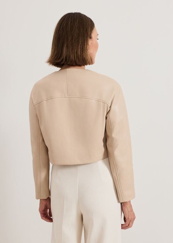 Phase Eight Sylvia PU Jackets Beige USA | 0518723-ZV